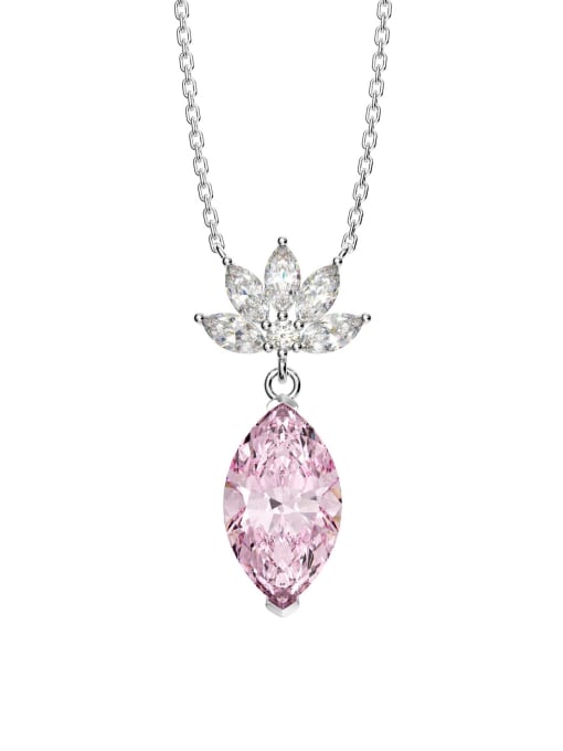 Pink (including chain) [P 0354] 925 Sterling Silver High Carbon Diamond Water Drop Luxury Necklace